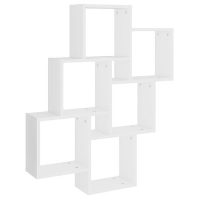 vidaXL Kubeformet vegghylle hvit 78x15x93 cm konstruert tre