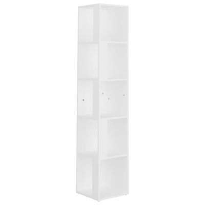 vidaXL Hörnhylla vit 33x33x164,5 cm konstruerat trä