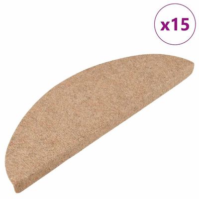 vidaXL Trappstegsmattor självhäftande 15 st 56x17x3 cm beige