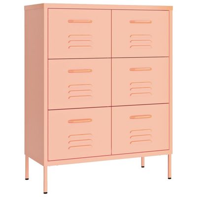 vidaXL Kommode rosa 80x35x101,5 cm stål
