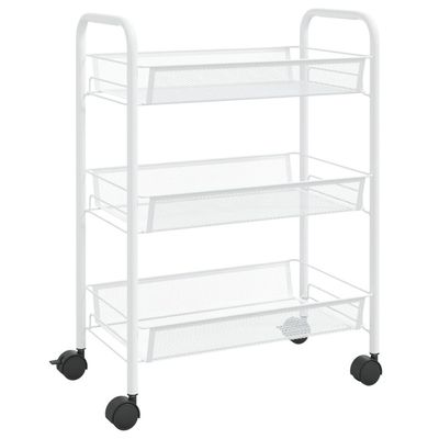 vidaXL Rullvagn 3 våningar vit 46x26x64 cm järn