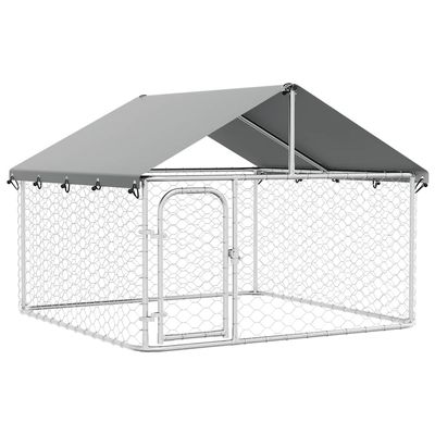 vidaXL Utendørs hundegård med tak 200x200x150 cm