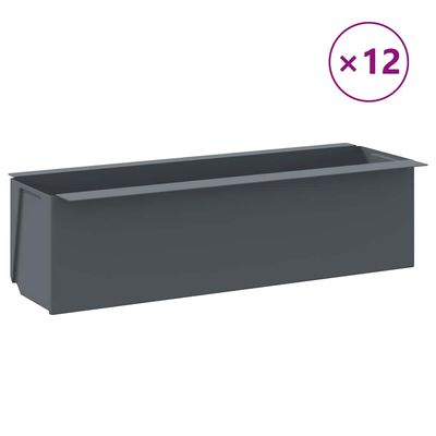 vidaXL Blomlådor för Europallar 12 st grå 36x13,5x9,5 cm PP
