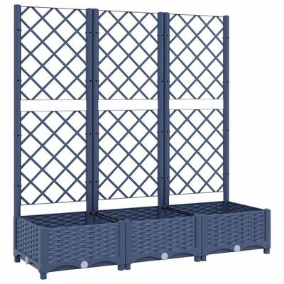 vidaXL plantekasse med espalier 120x40x121,5 cm PP blågrå