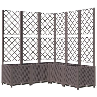 vidaXL plantekasse med espalier 120x120x136 cm PP brun