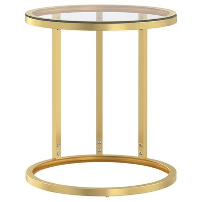 vidaXL Sidobord guld och transparent 45 cm härdat glas