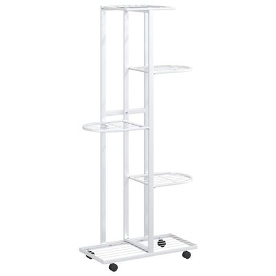 vidaXL Växtställ på hjul 5 hyllor 44x23x100 cm vit järn