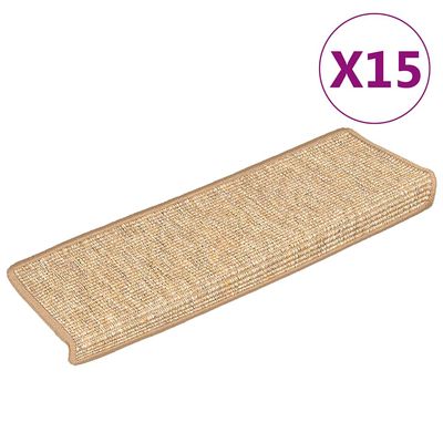 vidaXL Trappmattor 15 st 65x21x4 cm ljusbruna rektangulära kanter