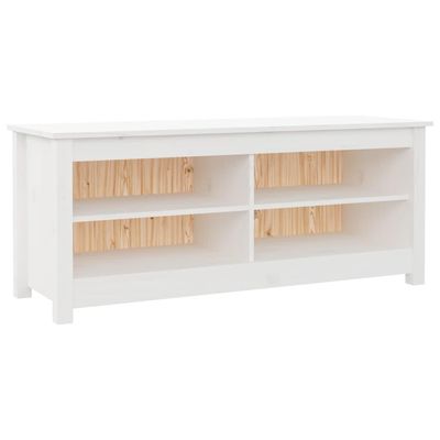 vidaXL Skobänk vit 110x38x45,5 cm massiv furu