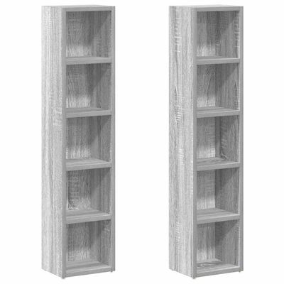 vidaXL CD-hyllor 2 st grå sonoma 21x16x93,5 cm konstruerat trä