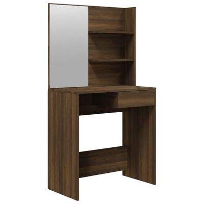 vidaXL Sminkebord med speil brun eik 74,5x40x141 cm
