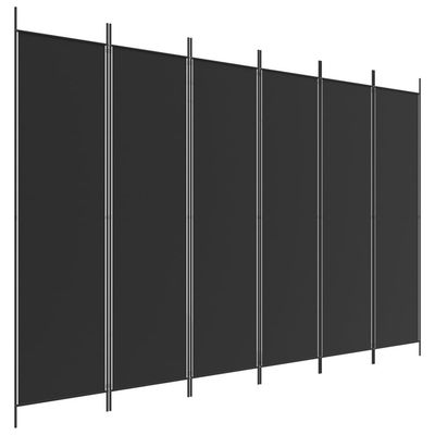 vidaXL Romdeler 6 paneler svart 300x200 cm stoff