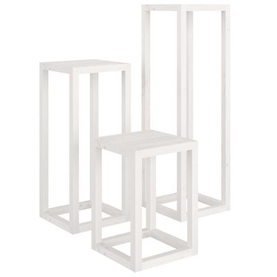 vidaXL plantestativer 3 stk. massivt fyrretræ hvid