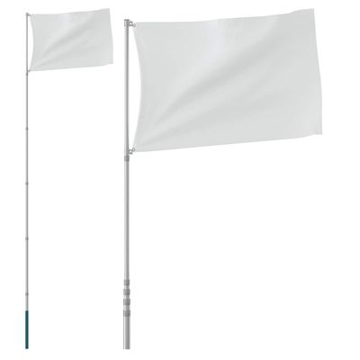 vidaXL Teleskopisk flaggstang sølv 5,5 m aluminium