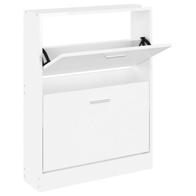 vidaXL Skoskap høyglans hvit 59x17x81 cm konstruert tre