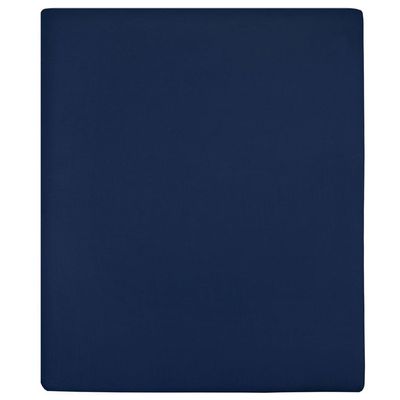 vidaXL Jerseylaken marineblå 90x200 cm bomull