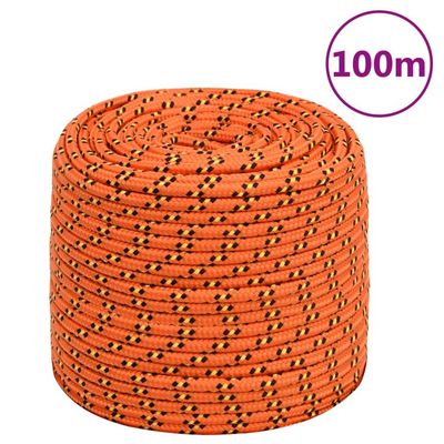 vidaXL Båttau oransje 6 mm 100 m polypropylen