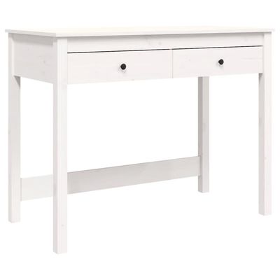 vidaXL Skrivebord med skuffer hvit 100x50x78 cm heltre furu