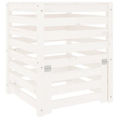 vidaXL Kompostkasse hvid 63,5x63,5x77,5 cm heltre furu
