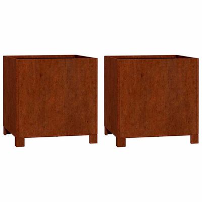 vidaXL Plantekasser med ben 2 stk rust 40x40x40 cm cortenstål
