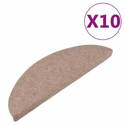 vidaXL Trappstegsmattor självhäftande 10 st beige 65x22,5x3,5 cm