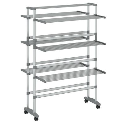 vidaXL Tørkestativ med hjul 89x64x129 cm aluminium