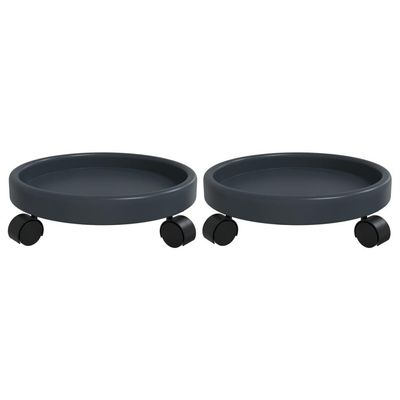 vidaXL Blomvagnar med hjul 2 st grå diameter 34 cm 35 kg