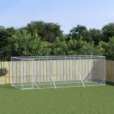 vidaXL Utendørs hundekennel sølv 6x2x2 m galvanisert stål