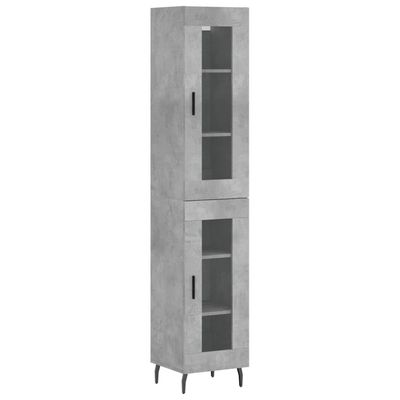 vidaXL Highboard betonggrå 34,5x34x180 cm konstruert tre