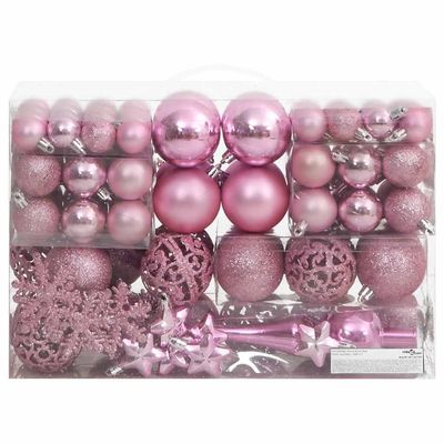 vidaXL Julekulesett 111 deler rosa polystyren