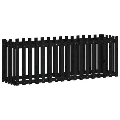 vidaXL Høybed med gjerdedesign svart 200x50x70 cm heltre furu