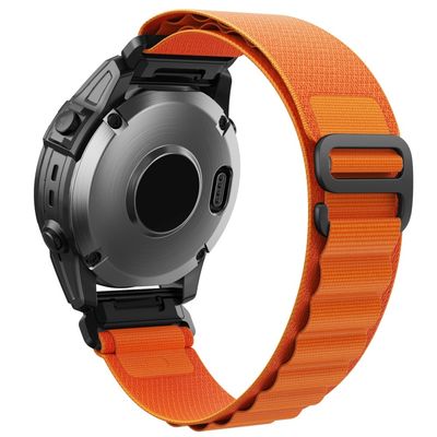 Garmin Fenix 7 / Forerunner 965 / 955 / 945 / 935 rem Nylon Loop Quick Release 22 mm armbånd - Orange