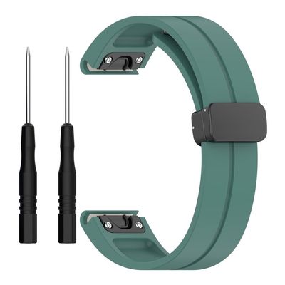 Garmin Fenix 7S / 7S Pro / Instinct 2S / Fenix 6S urrem 20 mm silikoneurrem med sort spænde - Grøn