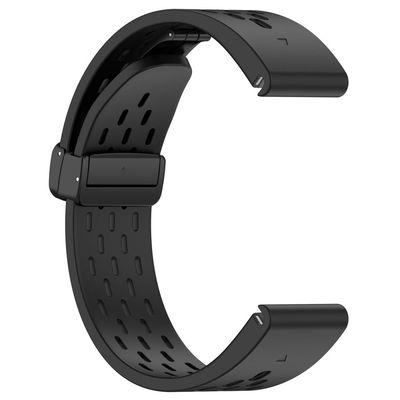 KALEBOL KLB-DDGJ-001 Garmin Fenix 7X / 7X Pro-klokkebånd QuickFit 26 mm silikonrem med magnetisk sammenleggbar spenne - Svart