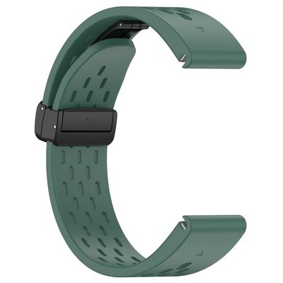 KALEBOL KLB-DDGJ-001 Garmin Fenix 7S / 7S Pro QuickFit 20 mm silikonarmbånd med magnetisk sammenleggbar spenne - Mørkegrønn