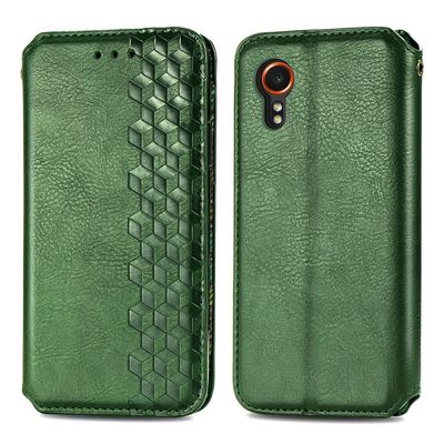 Skinn-etui med stilfult rombeavtrykk for Samsung Galaxy Xcover 7 - Grønn
