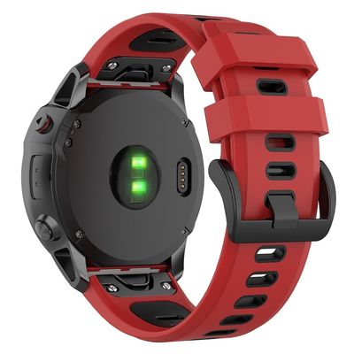 KALEBOL KLB-SSPWGJ-001 Garmin Fenix 7S / 7S Pro / QuickFit Silikonklokkebånd 20 mm erstatningsrem - Rød / Svart