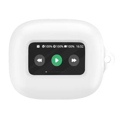 Til JBL Live Beam 3 Silikone Cover Bluetooth Høretelefon Beskyttelseshylster med Anti-Lost Spænde - Hvid