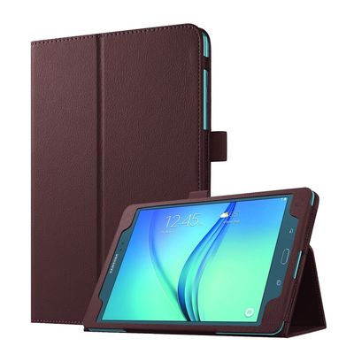 Litchi Skin lærveske til Samsung Galaxy Tab A 9.7 T550 T555 med stativ - Brun