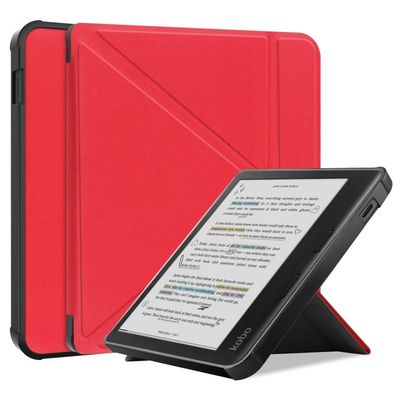 Stativveske for Kobo Libra Colour eReaders PU lærdeksel med automatisk vekking/søvn - Rød