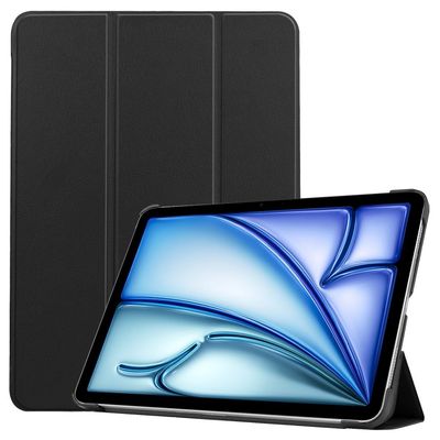 iPad Air 11 (2024) Etui Vegansk læder Beskyttende Tri-fold stand Smart Cover - Sort