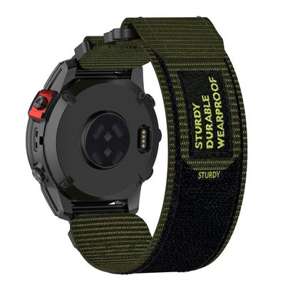 Garmin Quickfit 20 mm / Fenix 7S / 7S Pro nylonklokkerem Magic Tape-klokkerem - Militærgrønn