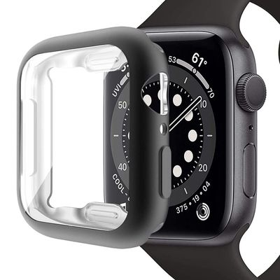 Apple Watch SE (2022) / SE / 6 / 5 / 4 44mm Soft flexible Case Electroplating Watch Case Cover with Screen Protector - Black