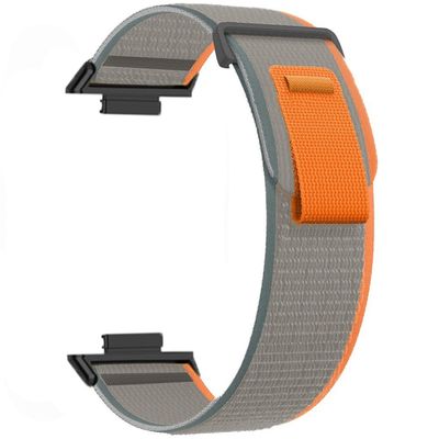 Huawei Watch Fit 3 Nylon Watch Band Adjustable Loop Fastener Strap - Orange+Grey