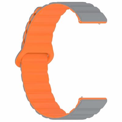 Garmin Vivoactive 5 Magnetic Silicone Watch Band 20mm Adjustable Replacement Strap - Grey+Orange