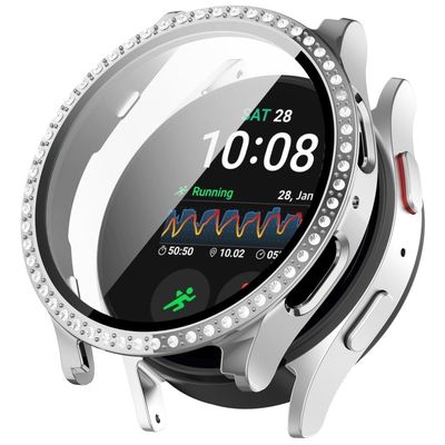 Samsung Galaxy Watch7 44mm Bling Case Elektroplätering Stötskyddande klockfodral med inbyggt skärmskydd - Silver