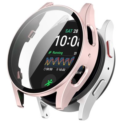 Samsung Galaxy Watch7 40mm Watch Case Bump Resistant Cover with Tempered Glass Screen Protector - Matte Pink