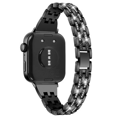 Huawei Watch Fit 3 Metal Band Rhinestone Decorated Smart Watch Wrist Strap - Black