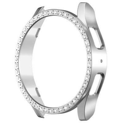 Samsung Galaxy Watch7 44mm Fodral Rhinestone Decor Hard Stöttålig Watch Case Cover - Silver