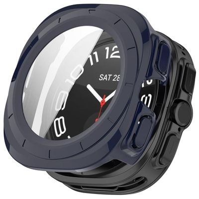 Samsung Galaxy Watch Ultra 47mm Bump Resistant Protective Case Watch Frame Integrated with Tempered Glass Screen Film - Blue